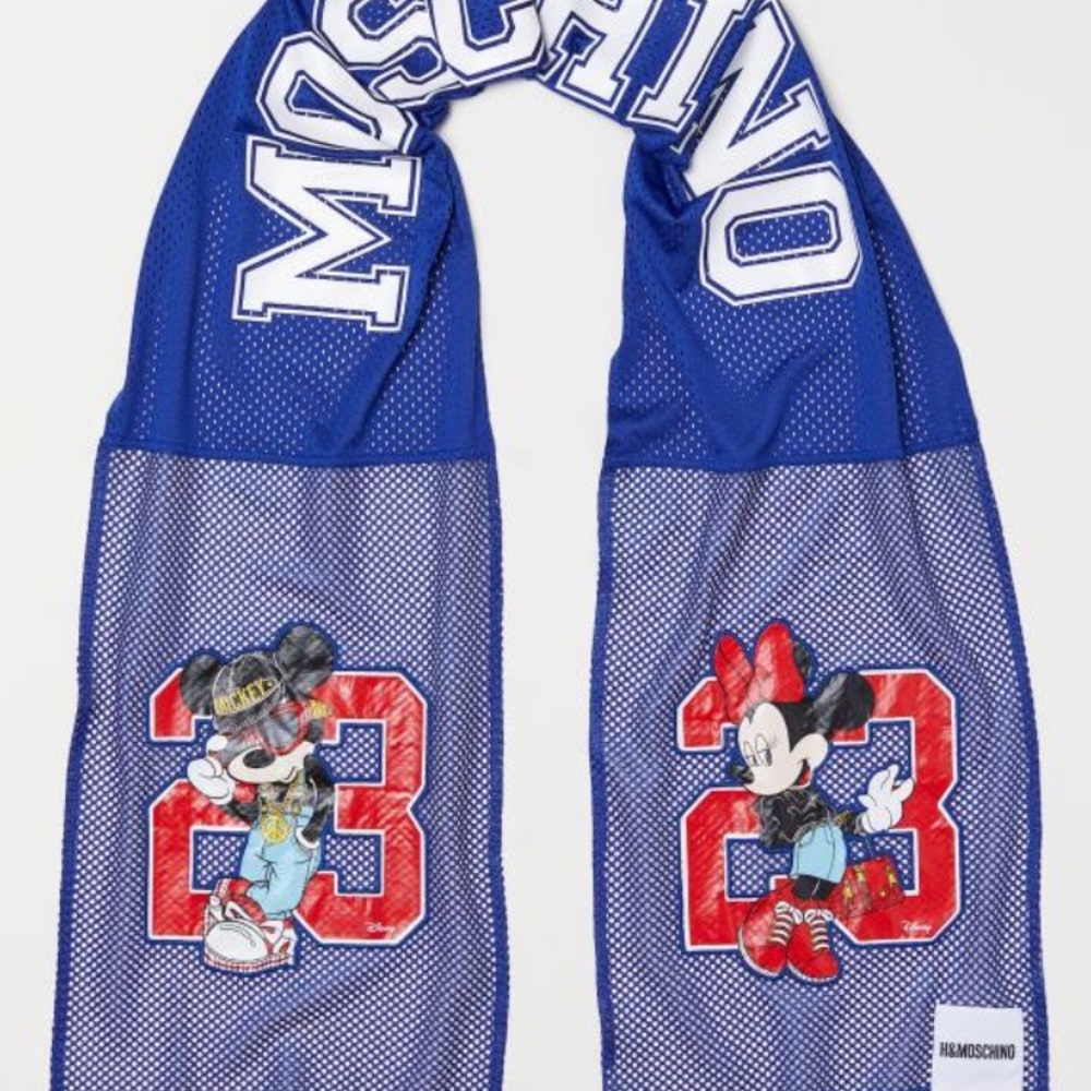 NWT MOSCHINO [TV] H&M Mesh Scarf Blue Mickey and Minnie Disney